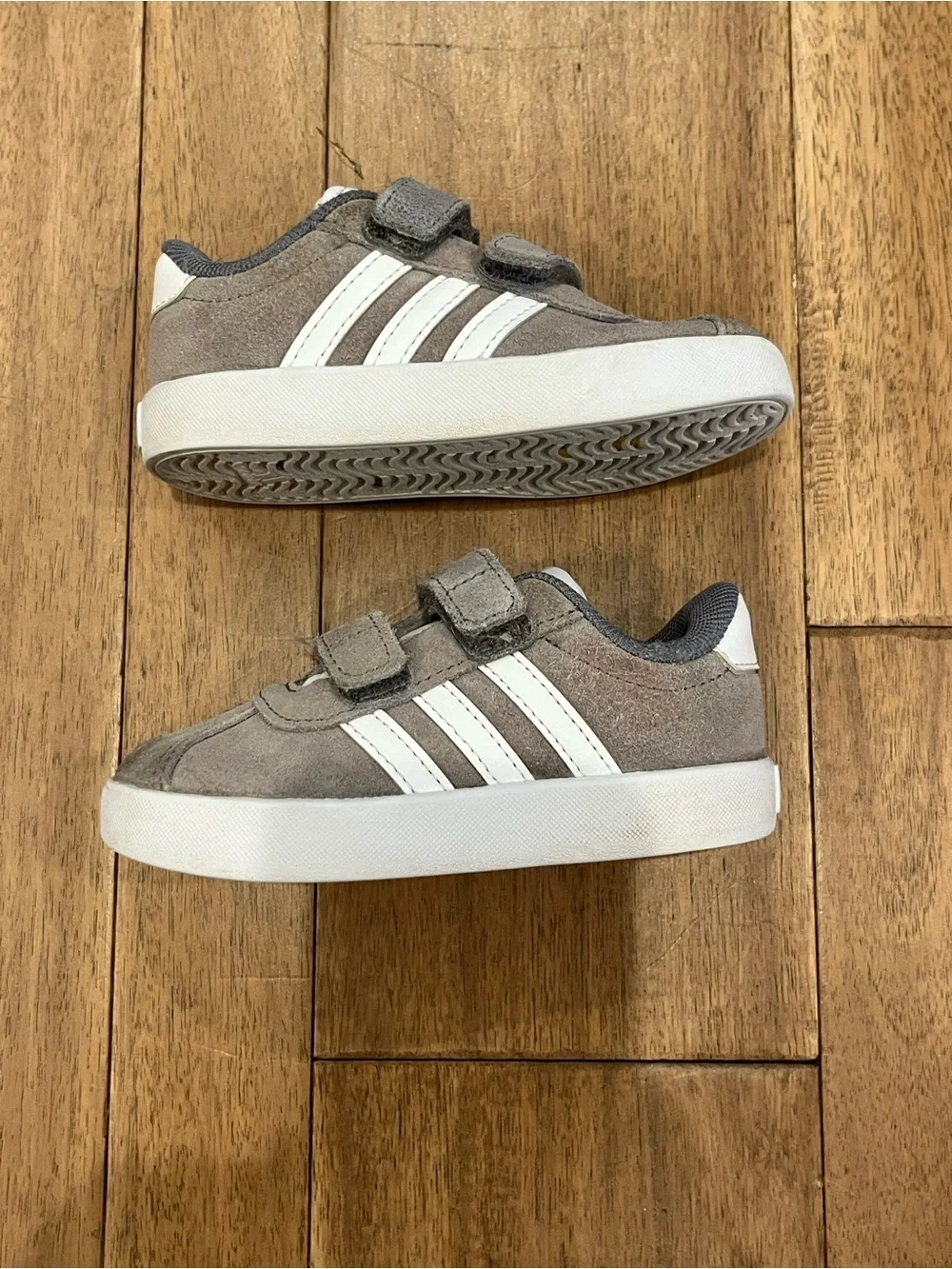 adidas Kids Gray Suede Velcro Sneakers